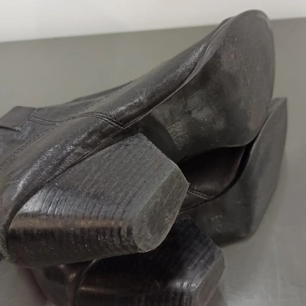 Frye Reina Western Leather Ankle Boots | Stacked Heel 9 - Picture 6 of 7